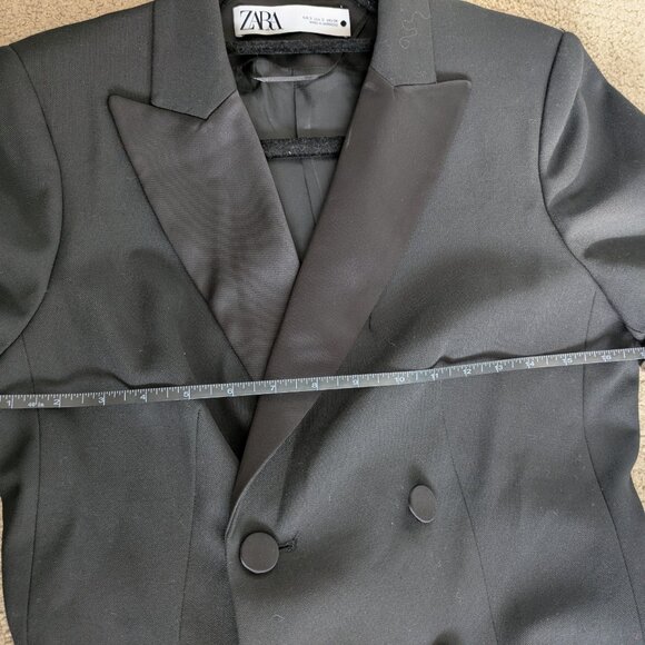 Zara Black Blazer Wrap Dress Lapel Collar Size Small - Picture 7 of 10